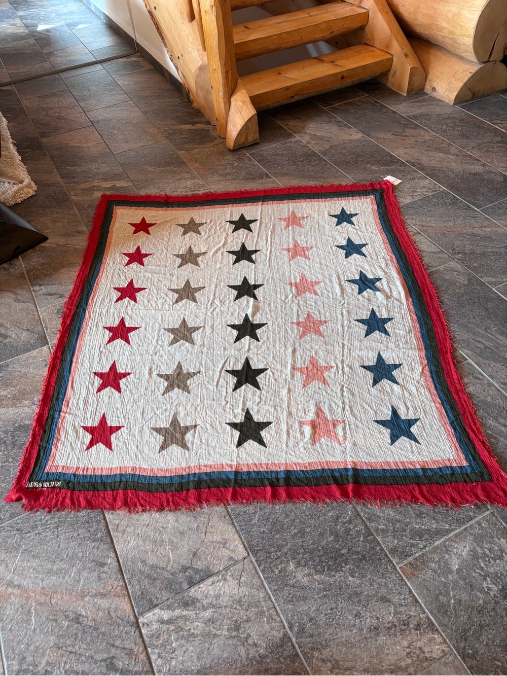 Zadig & Voltaire Multicolor Star Throw Blanket - Red, Blue, Pink, Gray, Black